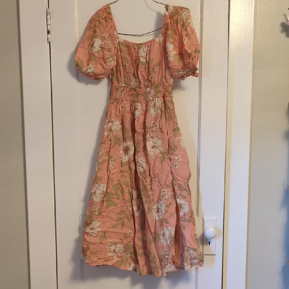 Blu Pepper Peach Floral Dress Medium
